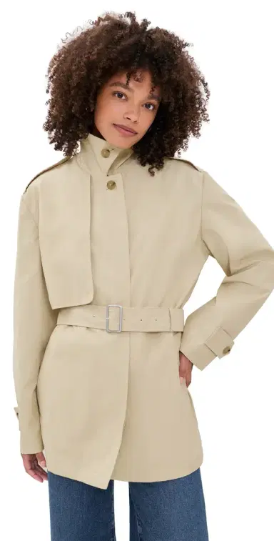 Vince Cotton Blend Short Trench Jacket Lt Maiz | Thumbnail 1 Vince Cotton Blend Short Trench Jacket Lt Maiz | Thumbnail 1