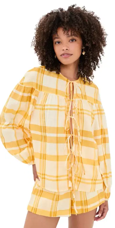 Dress To Off-white Yellow Frescor Front Ties Blouse Off-White Yellow Fresco | Thumbnail 1 Dress To Off-white Yellow Frescor Front Ties Blouse Off-White Yellow Fresco | Thumbnail 1