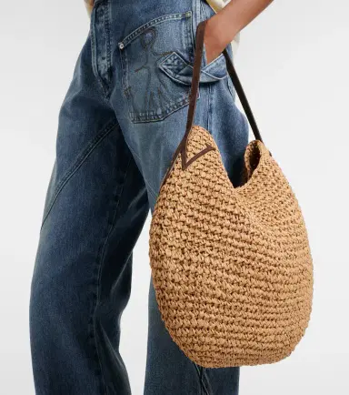 JW Anderson Bulb XL leather-trimmed raffia shoulder bag | Thumbnail 4 JW Anderson Bulb XL leather-trimmed raffia shoulder bag | Thumbnail 4