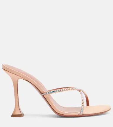 Amina Muaddi Sally crystal-embellished satin mules | Thumbnail 3 Amina Muaddi Sally crystal-embellished satin mules | Thumbnail 3