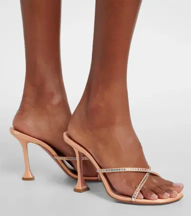 Amina Muaddi Sally crystal-embellished satin mules | Thumbnail 6 Amina Muaddi Sally crystal-embellished satin mules | Thumbnail 6