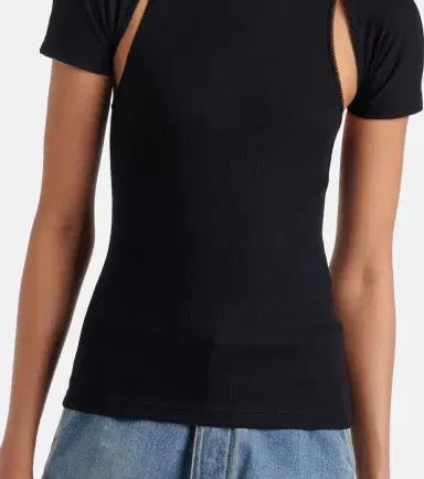 Alaïa Alaïa Layered ribbed-knit jersey top | Thumbnail 4 Alaïa Alaïa Layered ribbed-knit jersey top | Thumbnail 4