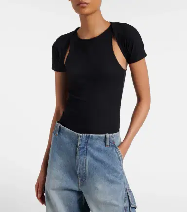 Alaïa Alaïa Layered ribbed-knit jersey top | Thumbnail 5 Alaïa Alaïa Layered ribbed-knit jersey top | Thumbnail 5