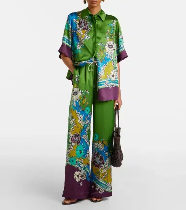 ALÉMAIS Alémais Nanci printed silk satin wide-leg pants | Thumbnail 2 ALÉMAIS Alémais Nanci printed silk satin wide-leg pants | Thumbnail 2