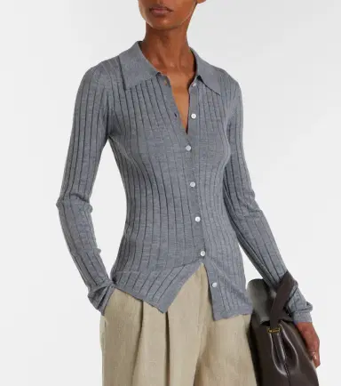 TOTEME Ribbed-knit cashmere and silk cardigan | Thumbnail 4 TOTEME Ribbed-knit cashmere and silk cardigan | Thumbnail 4