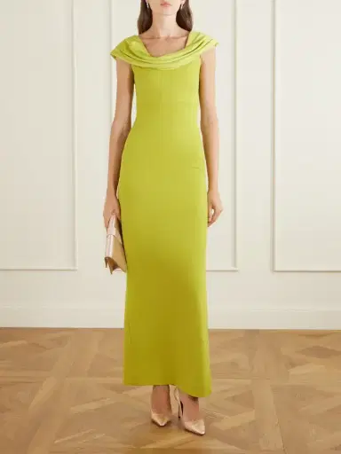 Solace London Adele Draped Satin-trimmed Crepe Maxi Dress | Thumbnail 2 Solace London Adele Draped Satin-trimmed Crepe Maxi Dress | Thumbnail 2