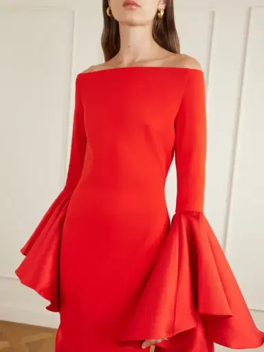 Solace London Astria Draped Satin-trimmed Crepe Gown | Thumbnail 4 Solace London Astria Draped Satin-trimmed Crepe Gown | Thumbnail 4