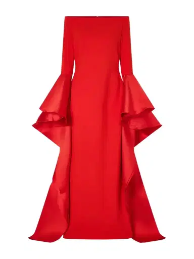 Solace London Astria Draped Satin-trimmed Crepe Gown | Thumbnail 1 Solace London Astria Draped Satin-trimmed Crepe Gown | Thumbnail 1