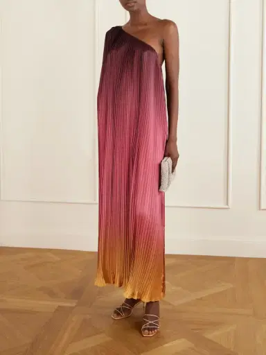 Dima Ayad One-shoulder Pleated Satin Midi Dress | Thumbnail 2 Dima Ayad One-shoulder Pleated Satin Midi Dress | Thumbnail 2