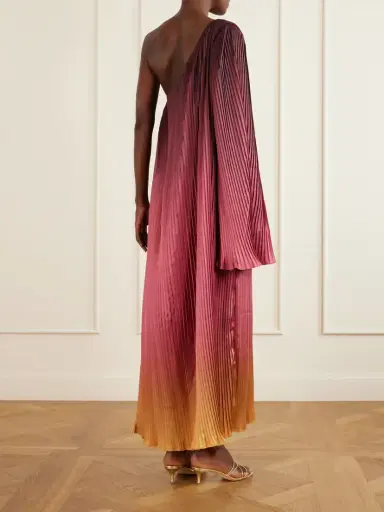Dima Ayad One-shoulder Pleated Satin Midi Dress | Thumbnail 3 Dima Ayad One-shoulder Pleated Satin Midi Dress | Thumbnail 3