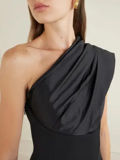 Solace London Gracie One-shoulder Pleated Satin Gown | Thumbnail 4 Solace London Gracie One-shoulder Pleated Satin Gown | Thumbnail 4