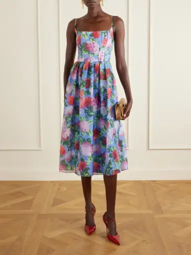 Carolina Herrera Floral-print Silk-crepe Midi Dress | Thumbnail 2 Carolina Herrera Floral-print Silk-crepe Midi Dress | Thumbnail 2