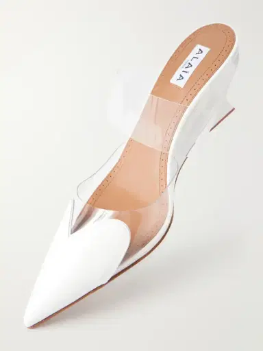 Alaïa Le Cœur 60 Patent-leather And Pvc Wedge Mules | Thumbnail 5 Alaïa Le Cœur 60 Patent-leather And Pvc Wedge Mules | Thumbnail 5