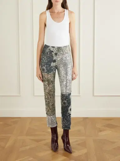 Maison Margiela Sequined Patchwork Jersey Straight-leg Pants | Thumbnail 2 Maison Margiela Sequined Patchwork Jersey Straight-leg Pants | Thumbnail 2