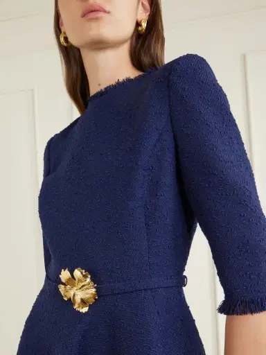 Oscar de la Renta Embellished Tweed Midi Dress | Thumbnail 4 Oscar de la Renta Embellished Tweed Midi Dress | Thumbnail 4