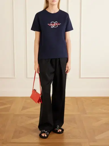 Loewe Anagram-embroidered Cotton-blend T-shirt | Thumbnail 2 Loewe Anagram-embroidered Cotton-blend T-shirt | Thumbnail 2