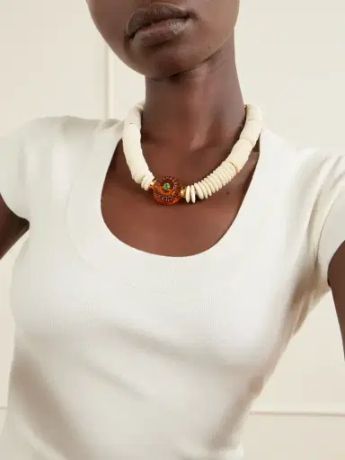 Lizzie Fortunato Marisol Gold-plated Bone, Glass And Chrysoprase Beaded Necklace | Thumbnail 2 Lizzie Fortunato Marisol Gold-plated Bone, Glass And Chrysoprase Beaded Necklace | Thumbnail 2