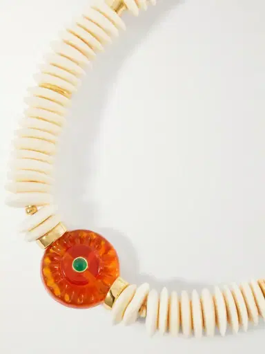 Lizzie Fortunato Marisol Gold-plated Bone, Glass And Chrysoprase Beaded Necklace | Thumbnail 4 Lizzie Fortunato Marisol Gold-plated Bone, Glass And Chrysoprase Beaded Necklace | Thumbnail 4