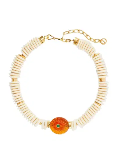Lizzie Fortunato Marisol Gold-plated Bone, Glass And Chrysoprase Beaded Necklace | Thumbnail 1 Lizzie Fortunato Marisol Gold-plated Bone, Glass And Chrysoprase Beaded Necklace | Thumbnail 1