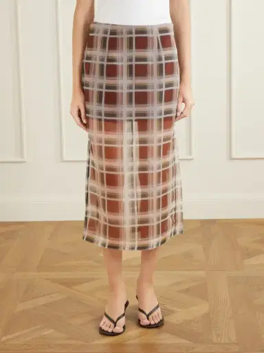Frame Checked Silk-organza Midi Skirt | Thumbnail 3 Frame Checked Silk-organza Midi Skirt | Thumbnail 3