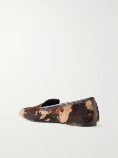 Brunello Cucinelli Bead-embellished Leather-trimmed Brushed Loafers | Thumbnail 3 Brunello Cucinelli Bead-embellished Leather-trimmed Brushed Loafers | Thumbnail 3