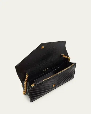 Saint Laurent Envelope Small YSL Wallet on Chain in Grain Leather | Thumbnail 4 Saint Laurent Envelope Small YSL Wallet on Chain in Grain Leather | Thumbnail 4