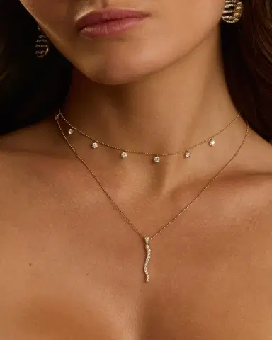 Graziela Gems 18K Yellow Gold Medium Floating Diamond Necklace | Thumbnail 2 Graziela Gems 18K Yellow Gold Medium Floating Diamond Necklace | Thumbnail 2