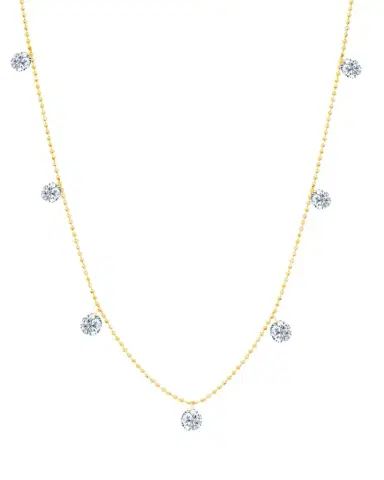 Graziela Gems 18K Yellow Gold Small Floating Diamond Necklace | Thumbnail 1 Graziela Gems 18K Yellow Gold Small Floating Diamond Necklace | Thumbnail 1
