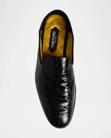 Tom Ford Men's Steven Croc-Effect Leather Slipper Loafers | Thumbnail 6 Tom Ford Men's Steven Croc-Effect Leather Slipper Loafers | Thumbnail 6