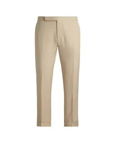 Ralph Lauren Purple Label Men's Silk and Linen Straight Leg Flat-Front Trousers | Thumbnail 1 Ralph Lauren Purple Label Men's Silk and Linen Straight Leg Flat-Front Trousers | Thumbnail 1