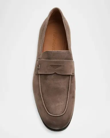 Ferragamo Men's Tiberio Kid Suede Micro-Gancio Penny Loafers | Thumbnail 5 Ferragamo Men's Tiberio Kid Suede Micro-Gancio Penny Loafers | Thumbnail 5