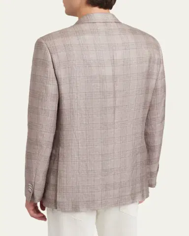 Brioni Men's Linen, Cashmere and Silk Plaid Sport Coat | Thumbnail 3 Brioni Men's Linen, Cashmere and Silk Plaid Sport Coat | Thumbnail 3