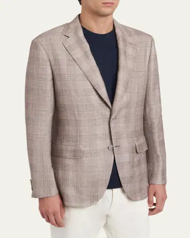 Brioni Men's Linen, Cashmere and Silk Plaid Sport Coat | Thumbnail 4 Brioni Men's Linen, Cashmere and Silk Plaid Sport Coat | Thumbnail 4