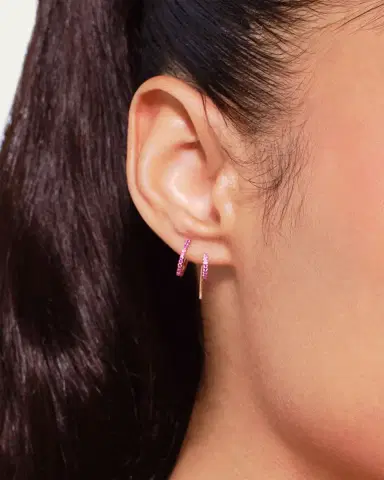 Lana Mini Pink Sapphire Huggie Earrings | Thumbnail 2 Lana Mini Pink Sapphire Huggie Earrings | Thumbnail 2