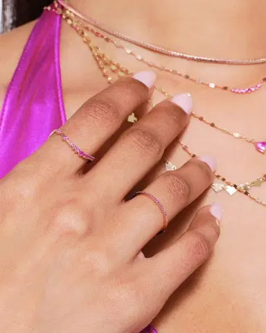 Lana Thin Pink Sapphire Stack Ring, Size 7 | Thumbnail 2 Lana Thin Pink Sapphire Stack Ring, Size 7 | Thumbnail 2