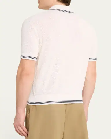 Jacquemus Men's Silk and Cotton Mesh Polo Shirt | Thumbnail 3 Jacquemus Men's Silk and Cotton Mesh Polo Shirt | Thumbnail 3