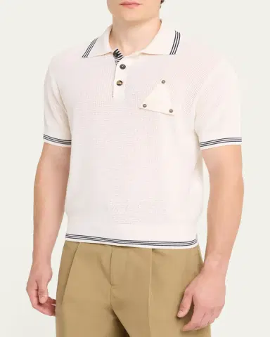 Jacquemus Men's Silk and Cotton Mesh Polo Shirt | Thumbnail 4 Jacquemus Men's Silk and Cotton Mesh Polo Shirt | Thumbnail 4