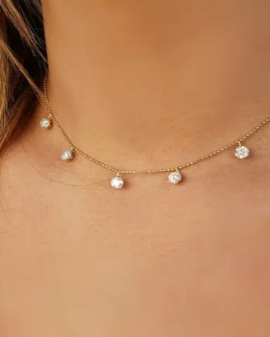 Graziela Gems 18K Large Floating Diamond Necklace | Thumbnail 4 Graziela Gems 18K Large Floating Diamond Necklace | Thumbnail 4