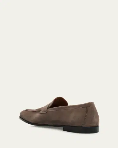 Ferragamo Men's Tiberio Kid Suede Micro-Gancio Penny Loafers | Thumbnail 4 Ferragamo Men's Tiberio Kid Suede Micro-Gancio Penny Loafers | Thumbnail 4