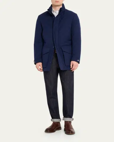 Brunello Cucinelli Men's Water-Resistant Flap-Pocket Field Jacket | Thumbnail 2 Brunello Cucinelli Men's Water-Resistant Flap-Pocket Field Jacket | Thumbnail 2