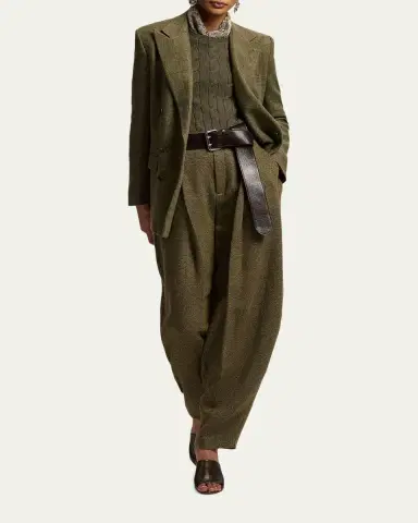 Ralph Lauren Collection Herringbone Barrel-Leg Trousers | Thumbnail 2 Ralph Lauren Collection Herringbone Barrel-Leg Trousers | Thumbnail 2