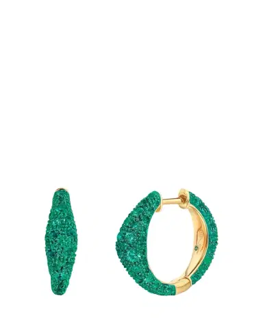 Graziela Gems 18K Emerald Bahia Hoop Earrings | Thumbnail 1 Graziela Gems 18K Emerald Bahia Hoop Earrings | Thumbnail 1