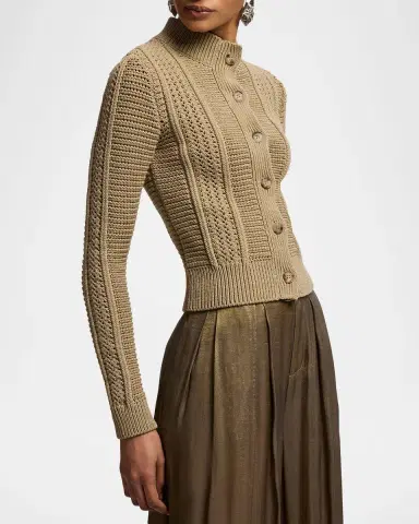 Ralph Lauren Collection Cotton-Blend Mockneck Cardigan | Thumbnail 6 Ralph Lauren Collection Cotton-Blend Mockneck Cardigan | Thumbnail 6