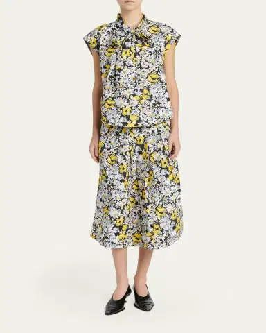 Marni Floral Tie-Neck Blouse | Thumbnail 2 Marni Floral Tie-Neck Blouse | Thumbnail 2