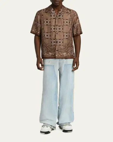 Amiri Men's Silk MA Quad Paisley Short-Sleeve Shirt | Thumbnail 2 Amiri Men's Silk MA Quad Paisley Short-Sleeve Shirt | Thumbnail 2