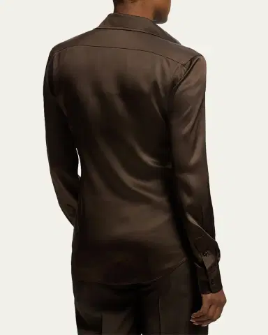 Ralph Lauren Collection Silk Classic Button-Down Shirt | Thumbnail 3 Ralph Lauren Collection Silk Classic Button-Down Shirt | Thumbnail 3