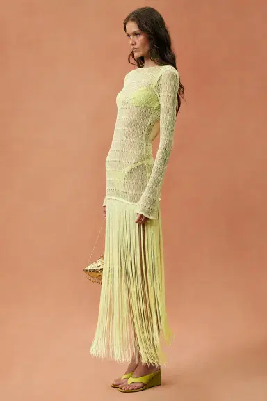 SAME for FWRD Long Sleeve Fringe Maxi Dress | Thumbnail 3 SAME for FWRD Long Sleeve Fringe Maxi Dress | Thumbnail 3