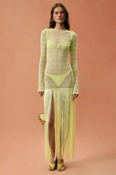 SAME for FWRD Long Sleeve Fringe Maxi Dress | Thumbnail 1 SAME for FWRD Long Sleeve Fringe Maxi Dress | Thumbnail 1