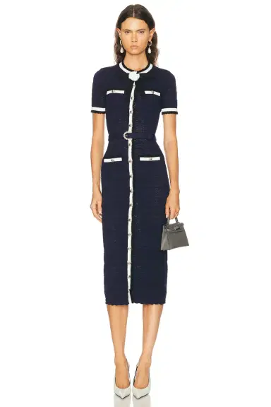 self-portrait Pointelle Knit Midi Dress | Thumbnail 1 self-portrait Pointelle Knit Midi Dress | Thumbnail 1