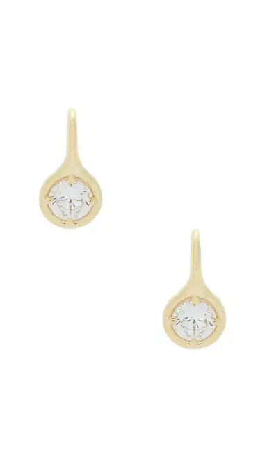By Adina Eden Cz Rounded Bezel Fish Hook Huggie Earring | Thumbnail 3 By Adina Eden Cz Rounded Bezel Fish Hook Huggie Earring | Thumbnail 3
